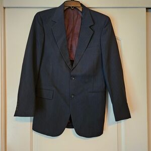 Vintage Pinstripe Women Pant‎ Suit Size Medium Navy Business Office Made in USA